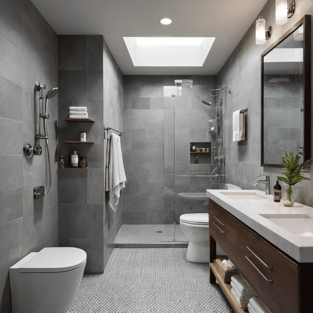 a bathroom with a shower and sink